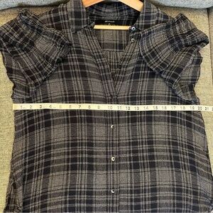 Black and White Plaid Button-Up Blouse
